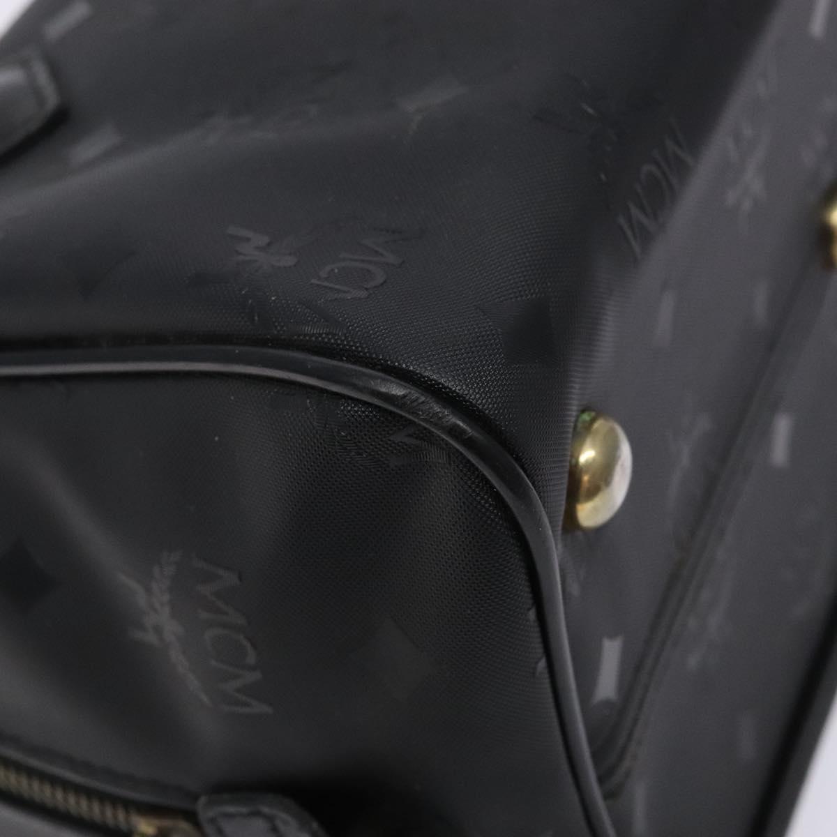 MCM Logogram Vicetos Hand Bag PVC Black Gold Auth 133885