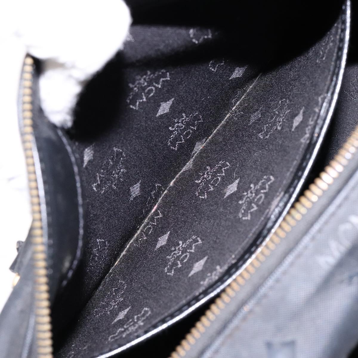 MCM Logogram Vicetos Hand Bag PVC Black Gold Auth 133885