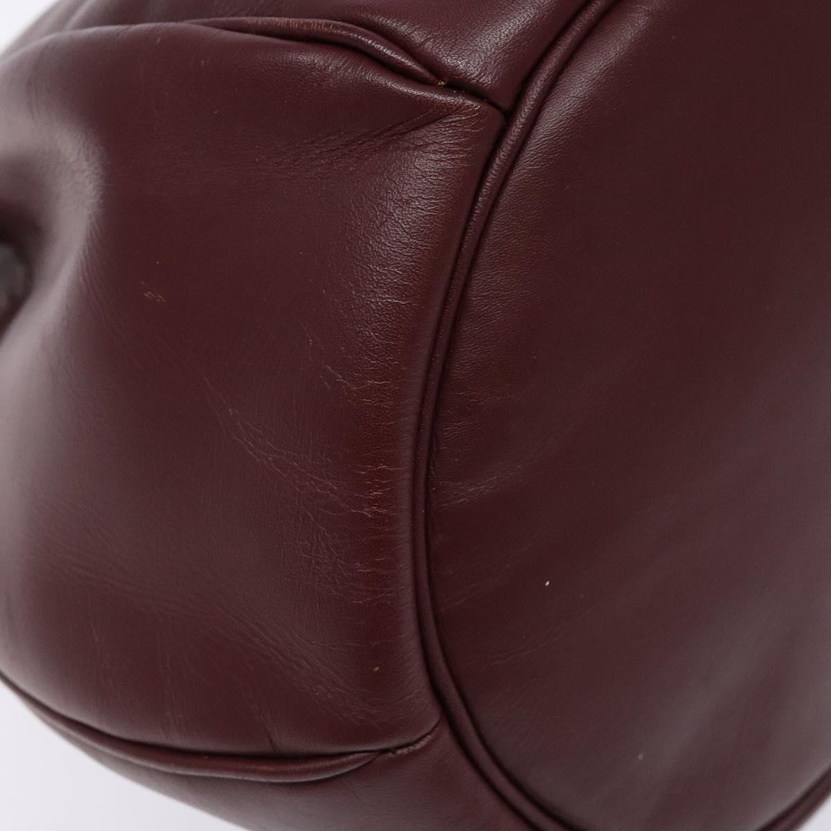 CARTIER Must Line Shoulder Bag Leather Bordeaux Gold Auth 133886