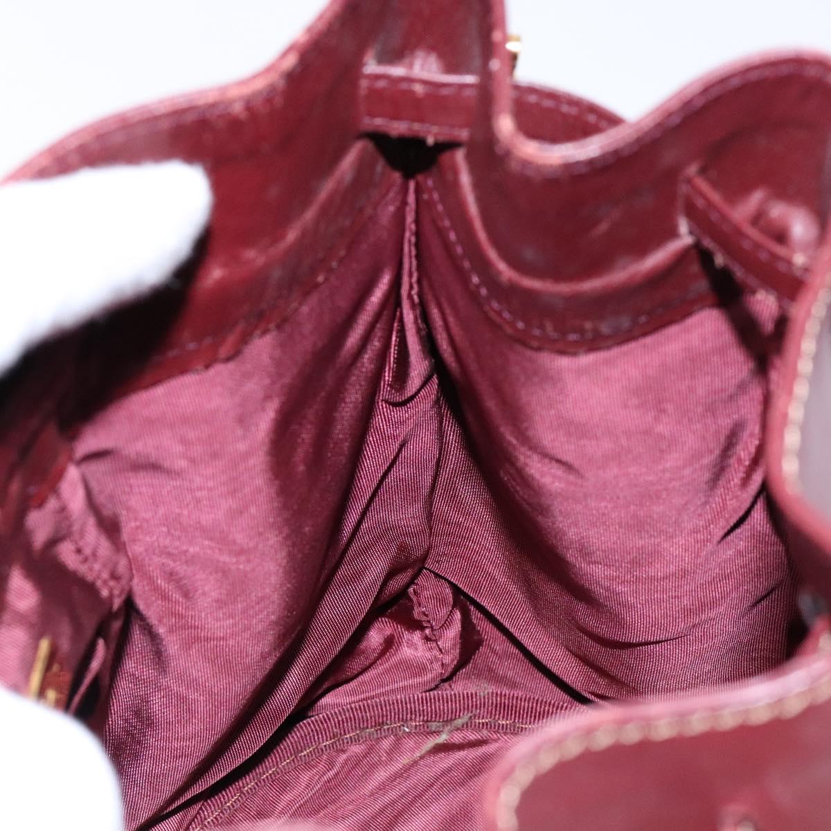 CARTIER Must Line Shoulder Bag Leather Bordeaux Gold Auth 133886