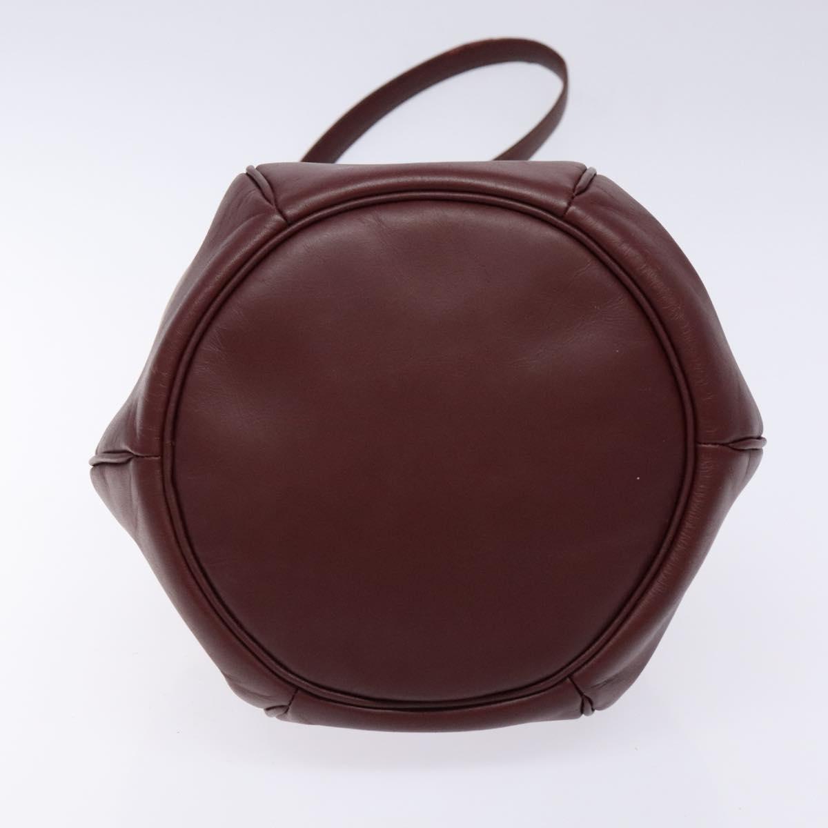 CARTIER Must Line Shoulder Bag Leather Bordeaux Gold Auth 133886