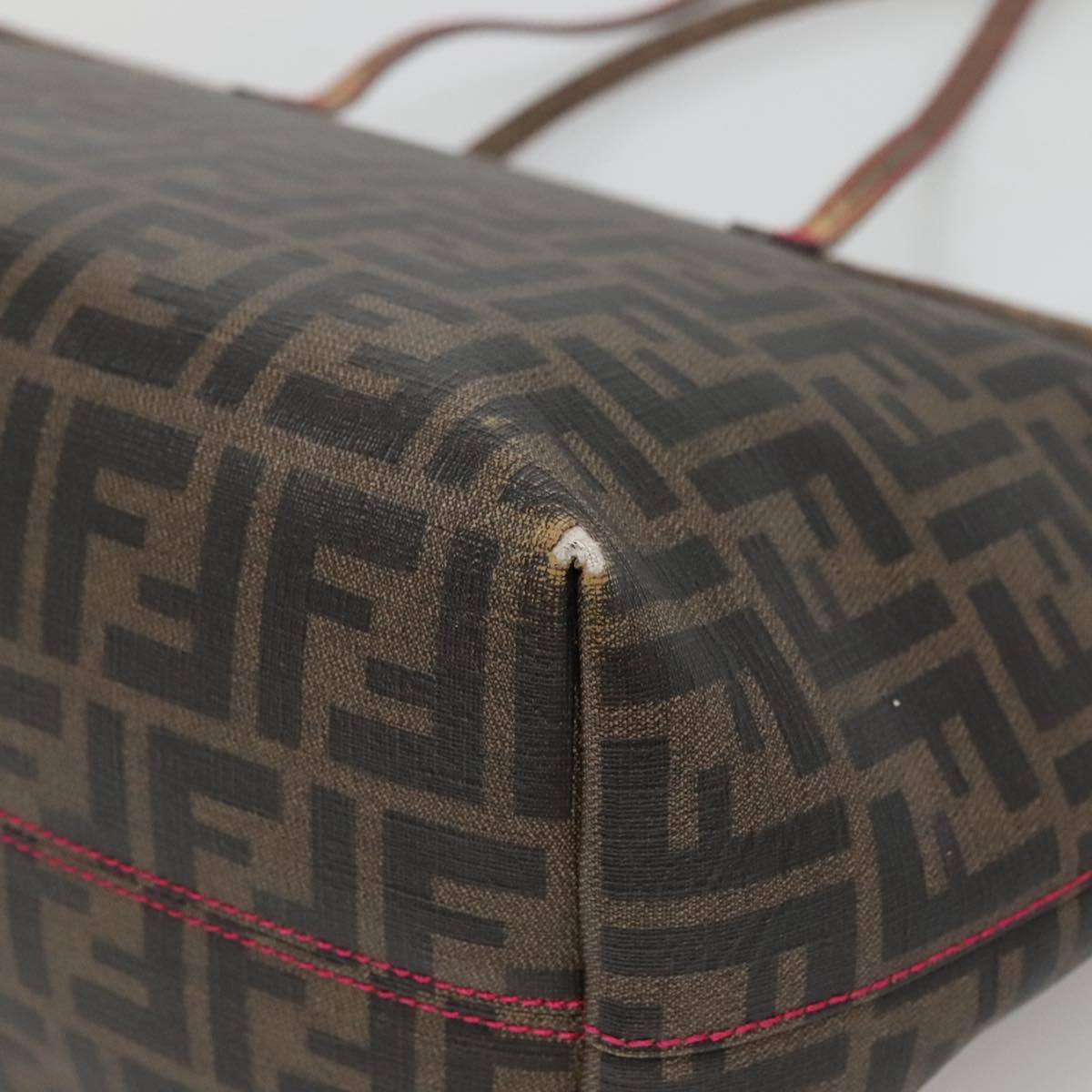 FENDI Zucca Canvas Tote Bag Brown Black Auth 133889