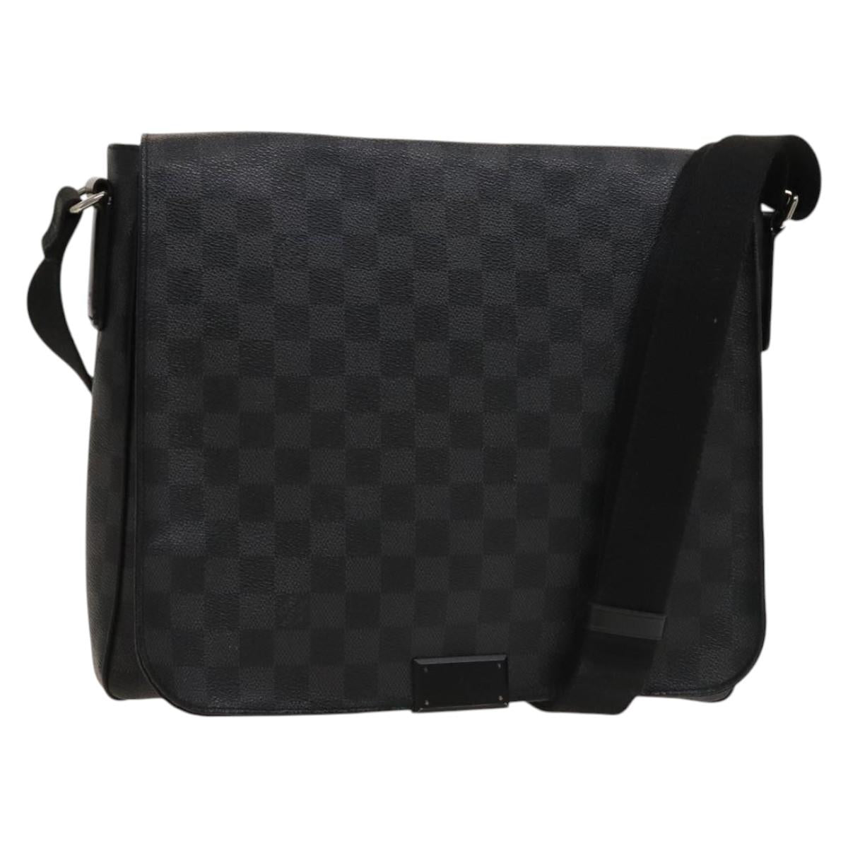 LOUIS VUITTON Damier Graphite District MM Shoulder Bag N41272 LV Auth 133908