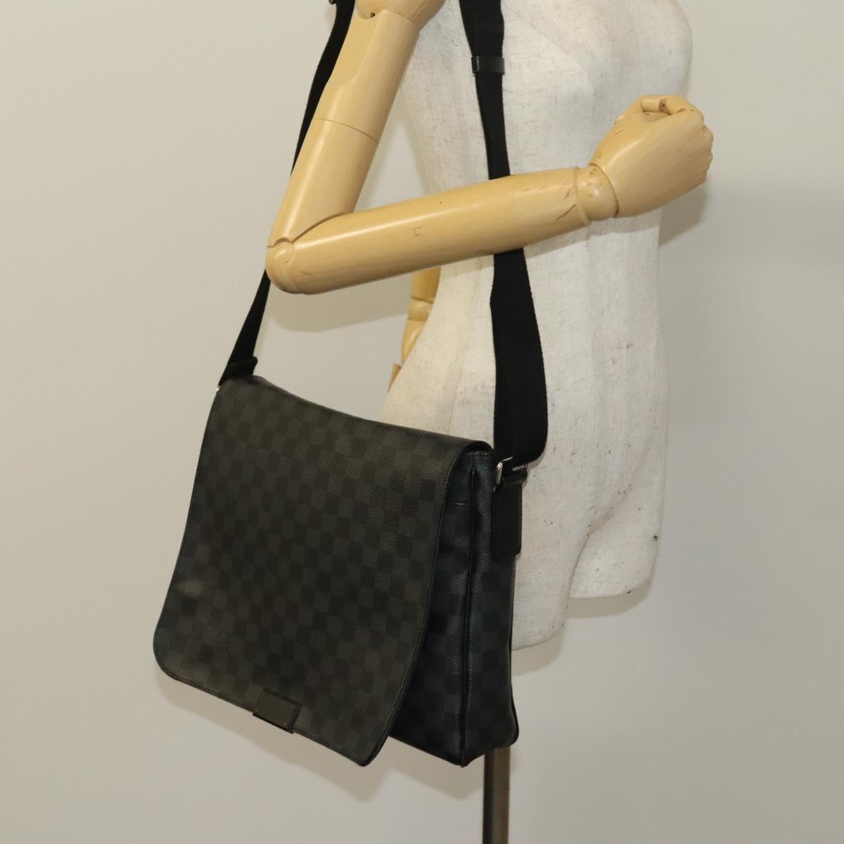 LOUIS VUITTON Damier Graphite District MM Shoulder Bag N41272 LV Auth 133908