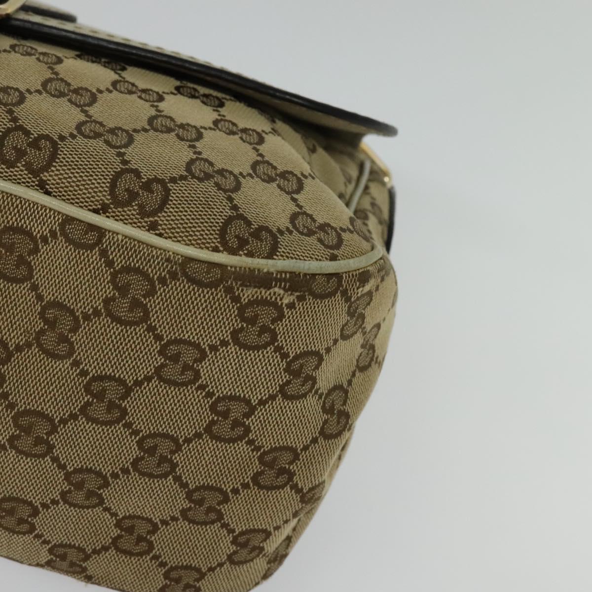 GUCCI GG Canvas Shoulder Bag Beige Silver 308452 Auth 133912