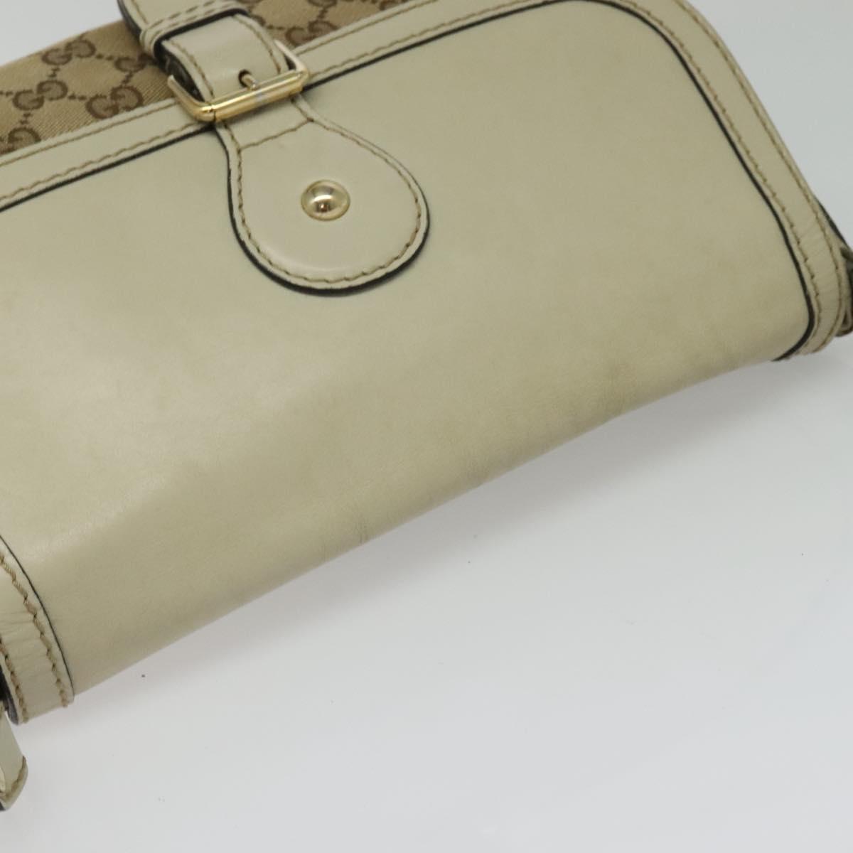 GUCCI GG Canvas Shoulder Bag Beige Silver 308452 Auth 133912
