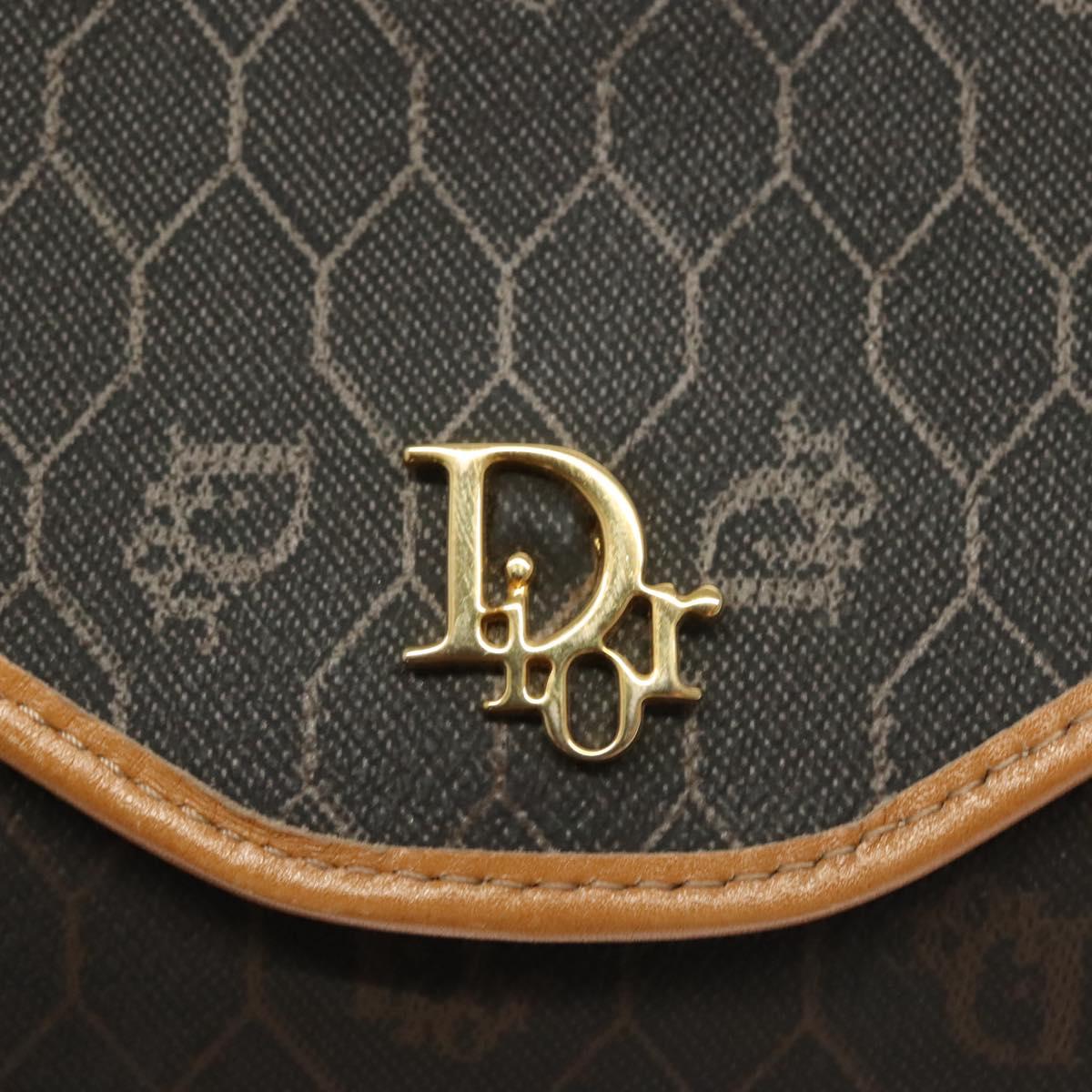 Christian Dior Honeycomb Canvas Chain Shoulder Bag PVC Black Gold Auth 133914