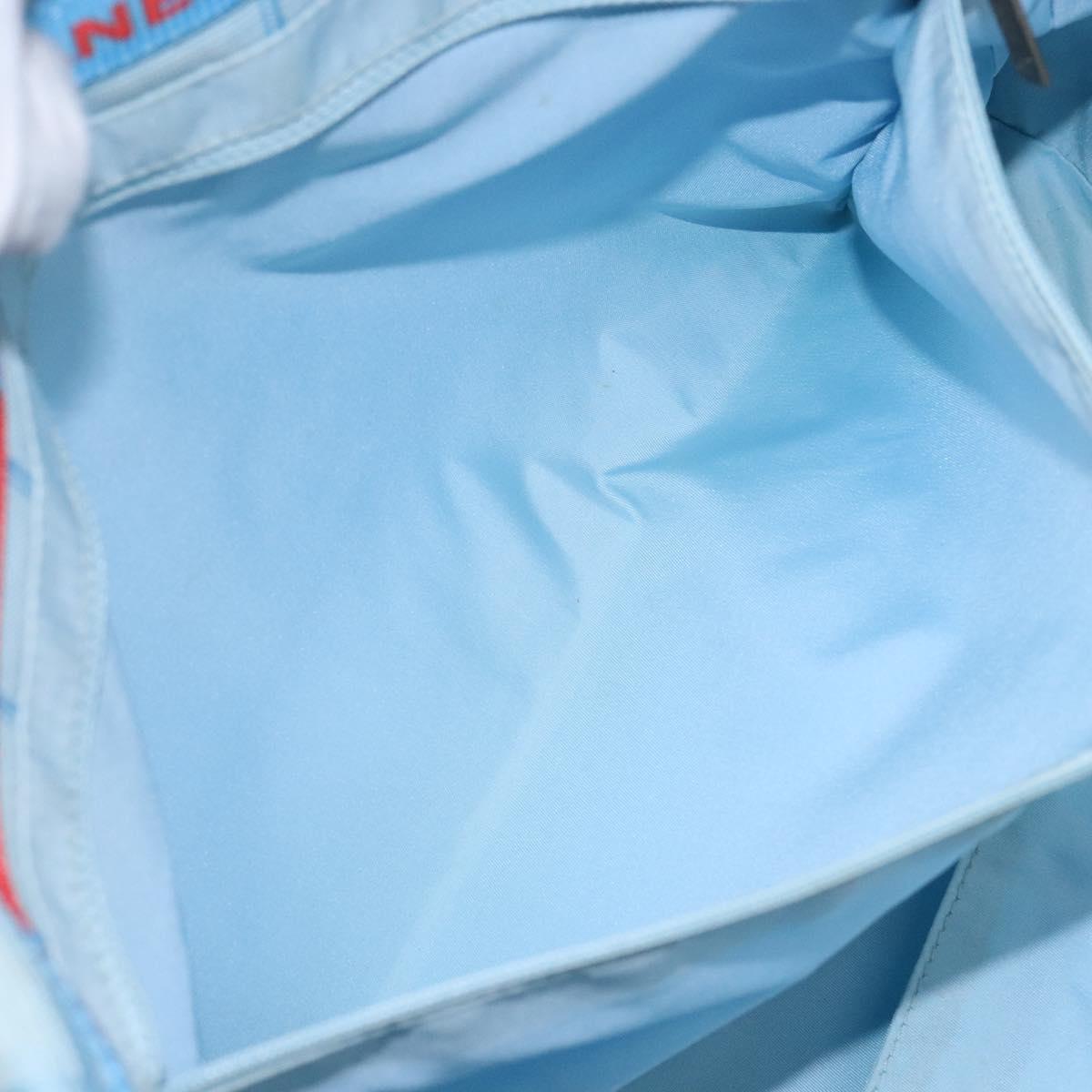 CHANEL New Travel line Tote Bag Nylon Light Blue Silver CC Auth 133917