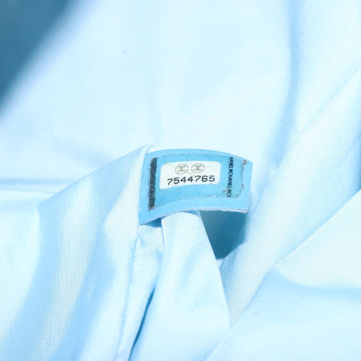 CHANEL New Travel line Tote Bag Nylon Light Blue Silver CC Auth 133917