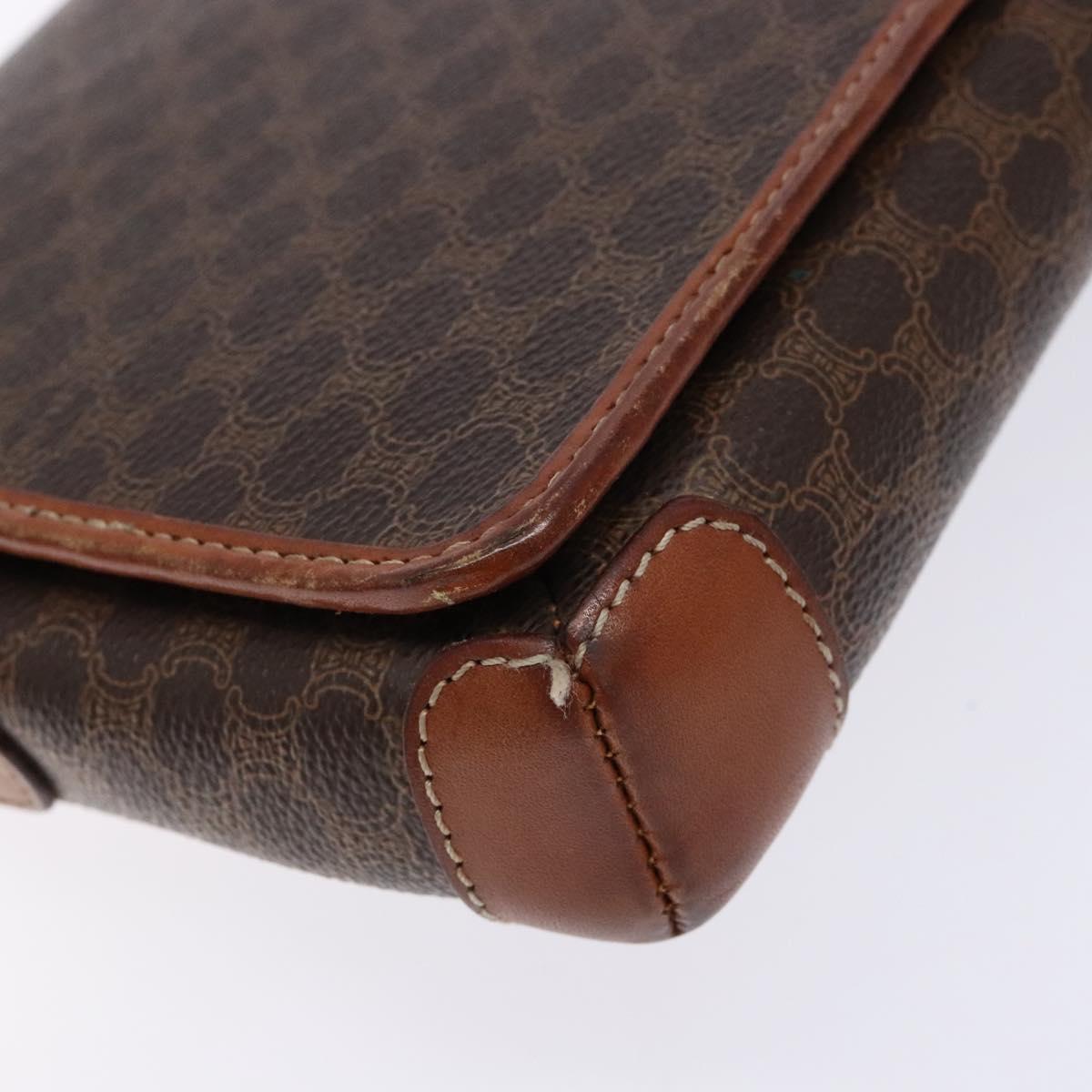 CELINE Macadam Canvas Shoulder Bag PVC Brown Gold Auth 133924