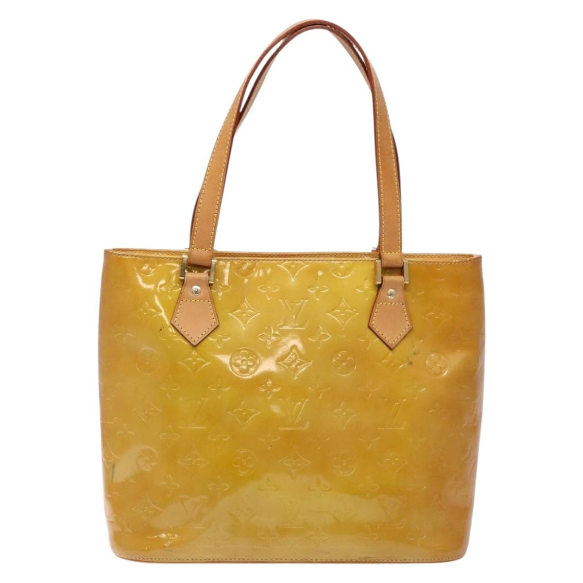LOUIS VUITTON Monogram Vernis Houston Hand Bag Beige M91004 LV Auth 133943