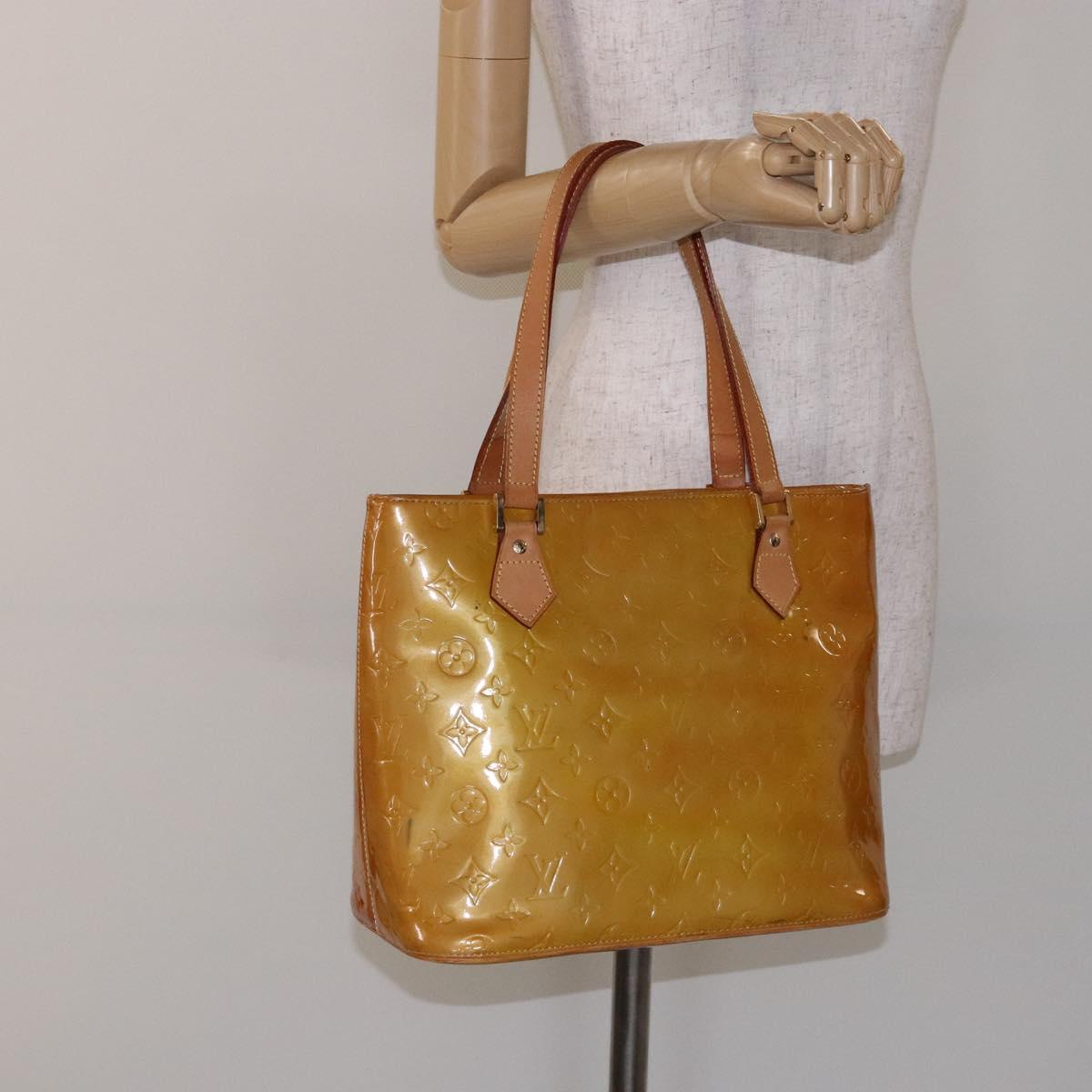 LOUIS VUITTON Monogram Vernis Houston Hand Bag Beige M91004 LV Auth 133943