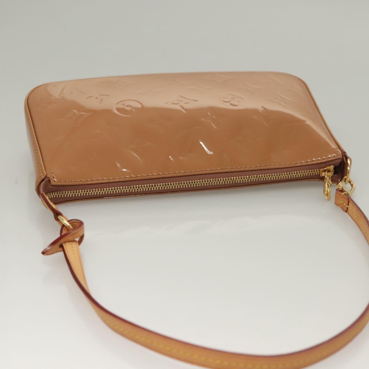 LOUIS VUITTON Vernis Pochette Accessoires Pouch Rose Velours M91575 Auth 133964