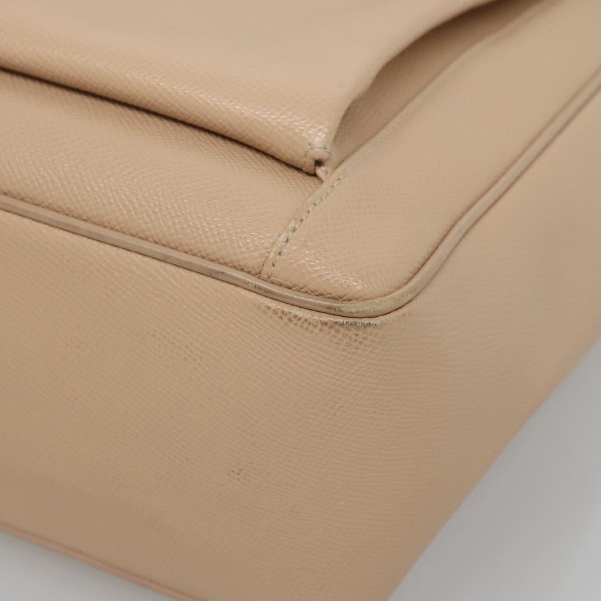 BVLGARI Tote Bag Leather Beige Silver Auth 133970