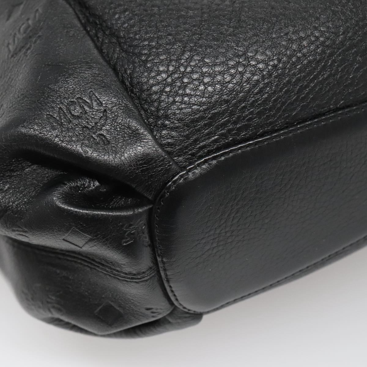 MCM Vicetos Logogram Shoulder Bag Leather 2way Black Auth 133981