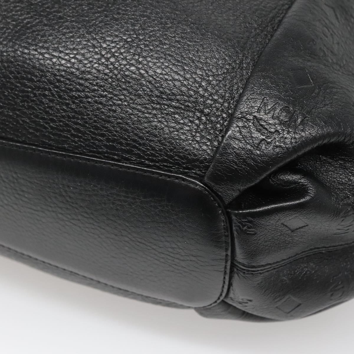 MCM Vicetos Logogram Shoulder Bag Leather 2way Black Auth 133981