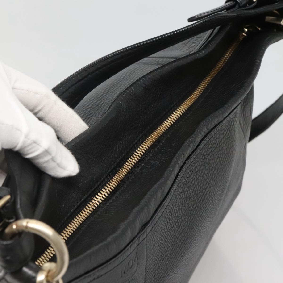 MCM Vicetos Logogram Shoulder Bag Leather 2way Black Auth 133981