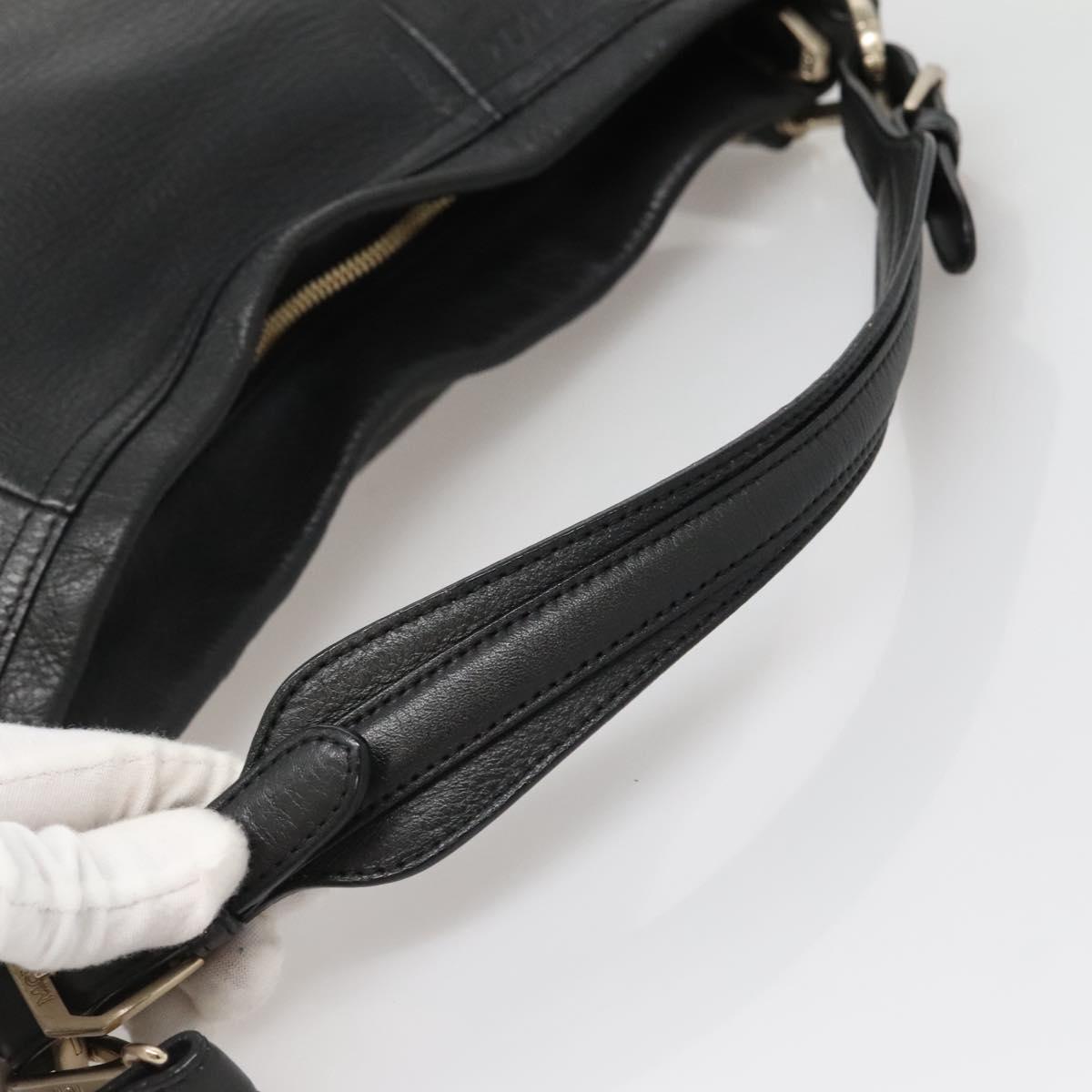 MCM Vicetos Logogram Shoulder Bag Leather 2way Black Auth 133981