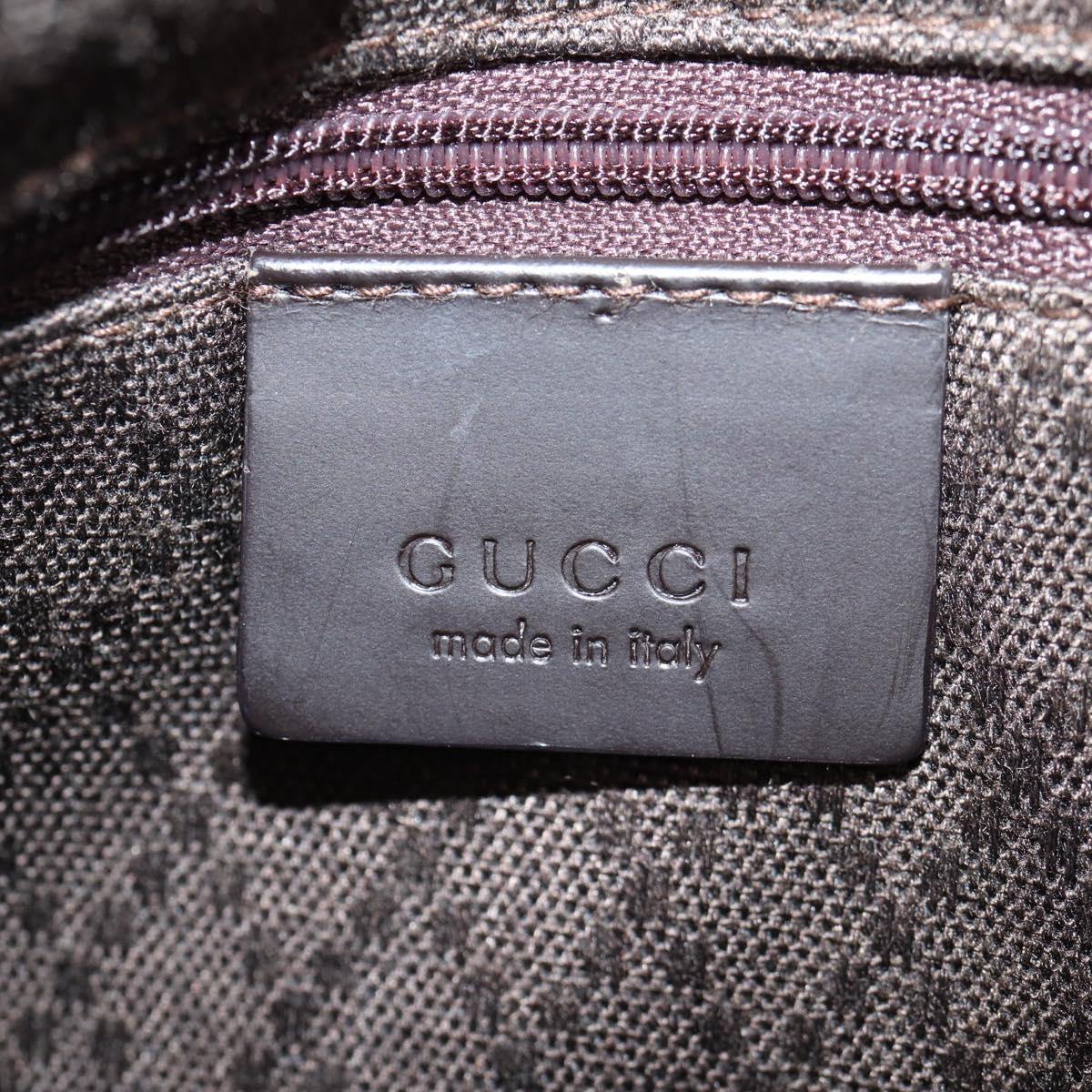 GUCCI GG Canvas Bamboo Hand Bag Nylon Dark Brown Silver 002 1010 Auth 133985V