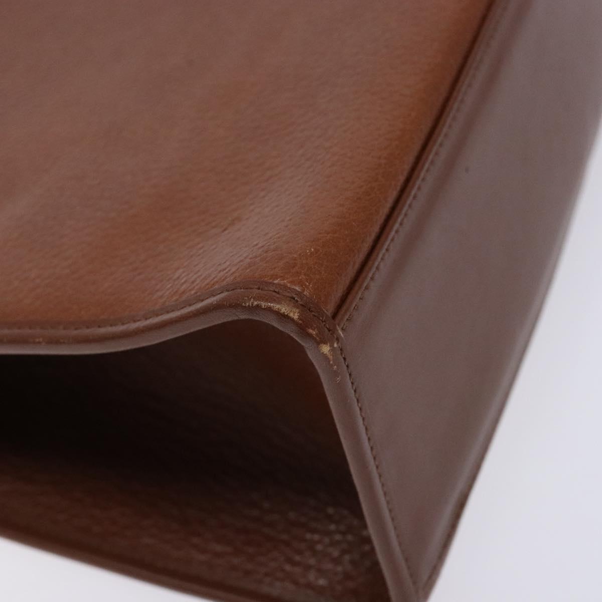 Burberrys Hand Bag Leather Brown Gold Auth 133999