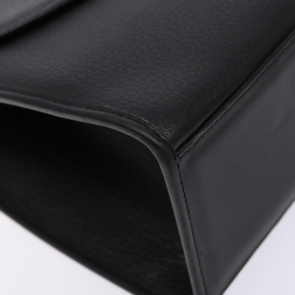 Burberrys Hand Bag Leather Black Gold Auth 134000