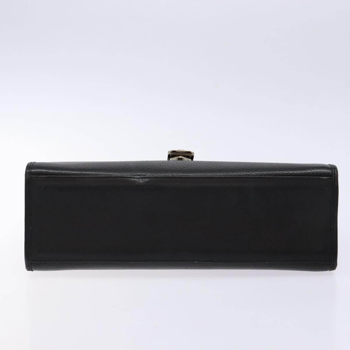 Burberrys Hand Bag Leather Black Gold Auth 134000