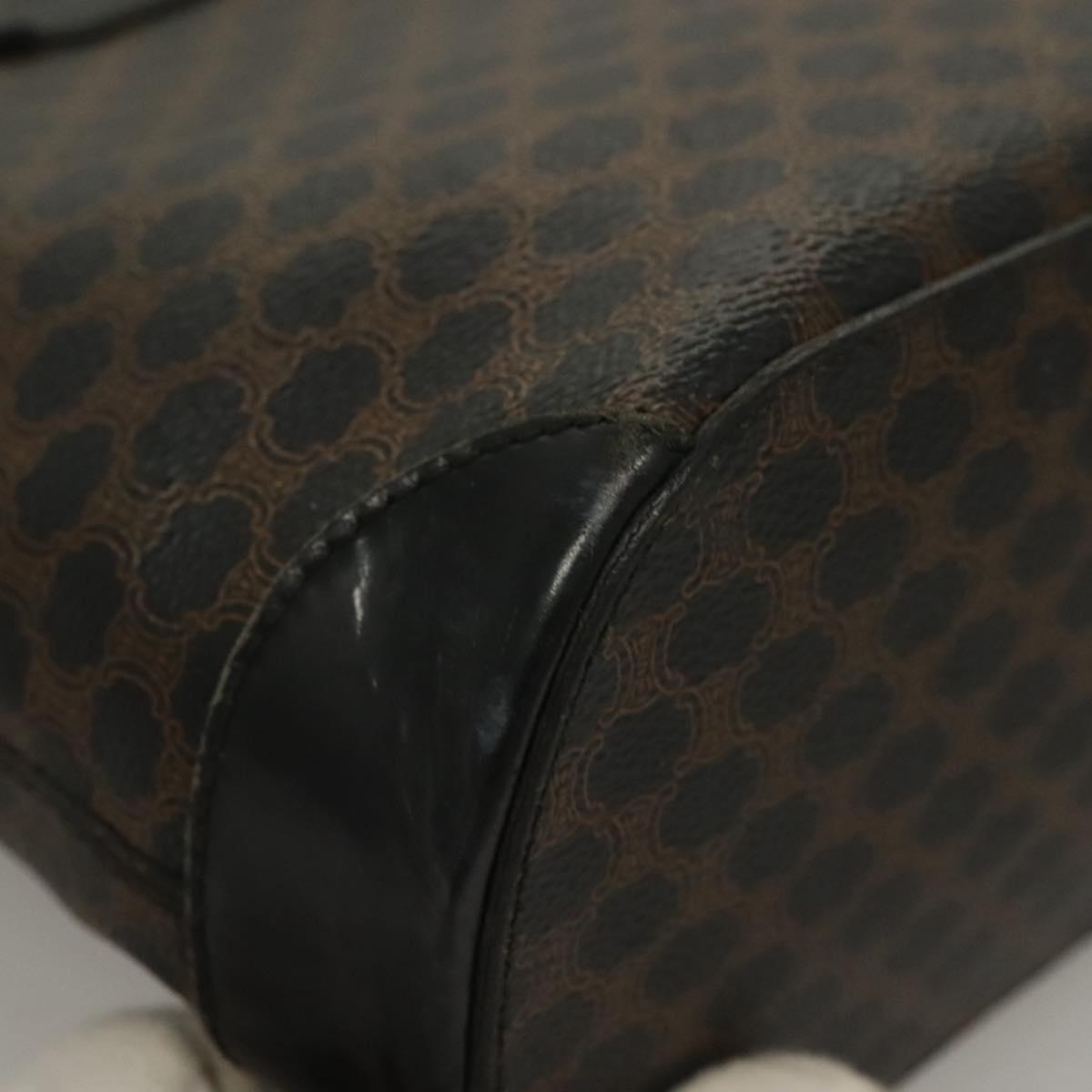 CELINE Macadam Canvas Hand Bag PVC Leather Black Gold Auth 134008