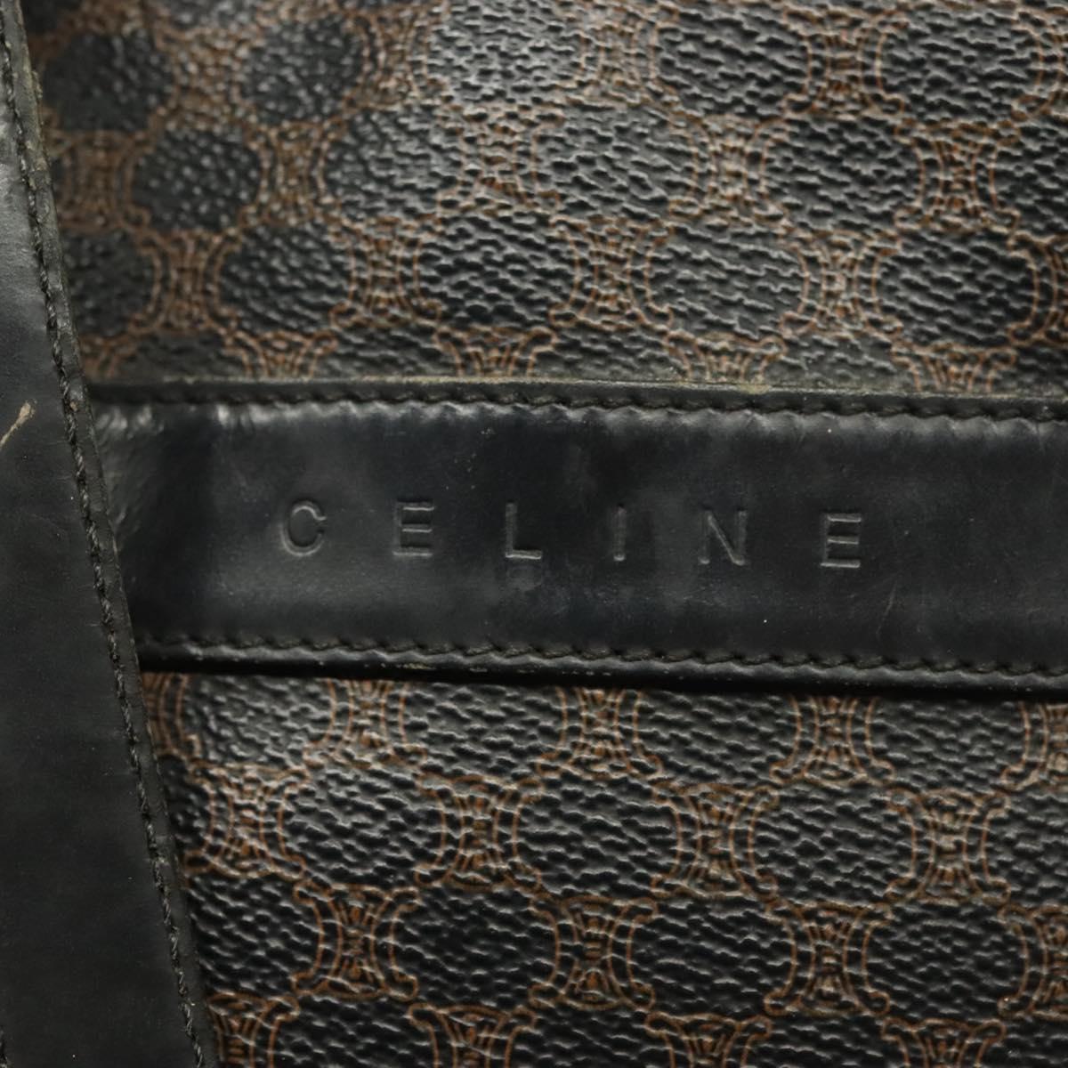 CELINE Macadam Canvas Hand Bag PVC Leather Black Gold Auth 134008