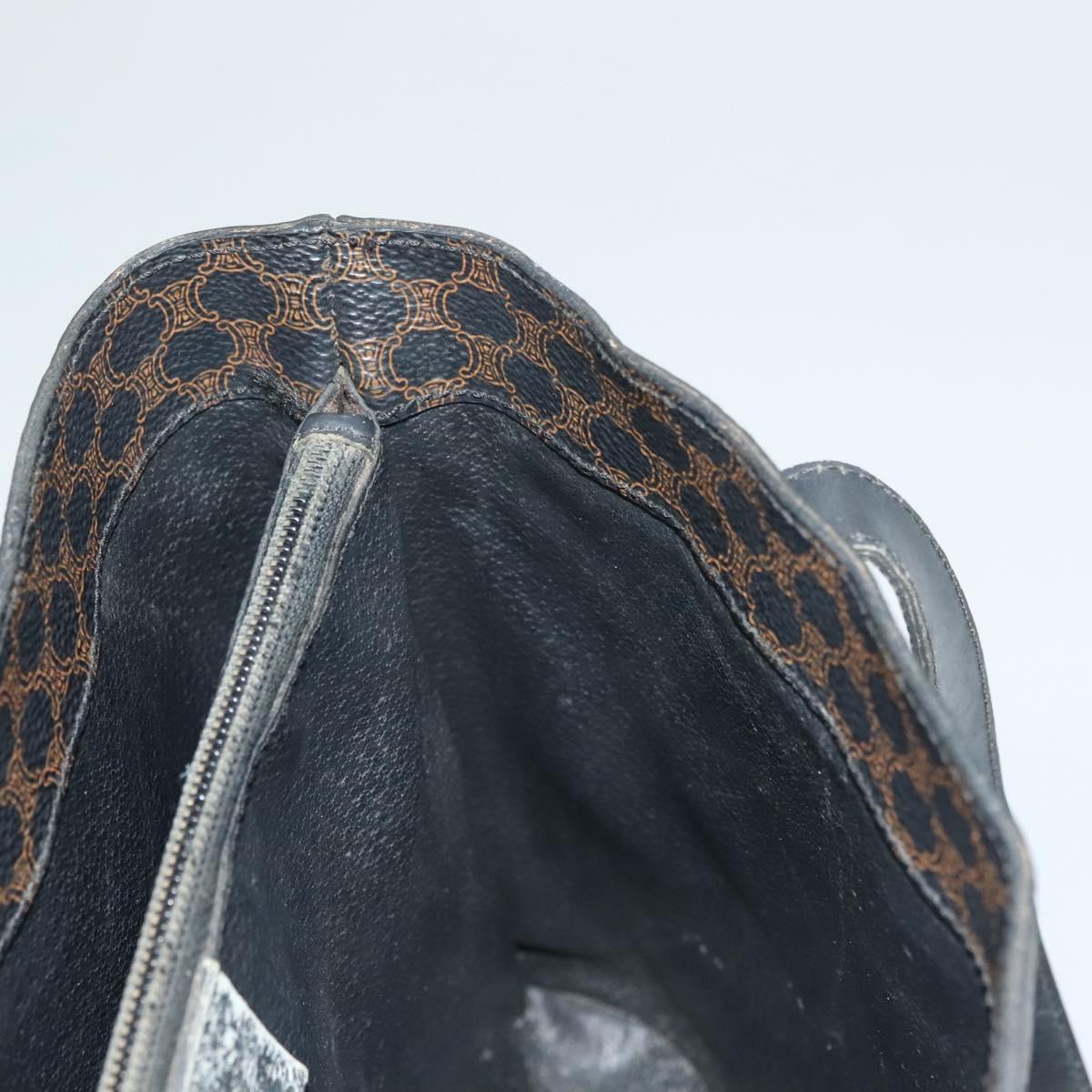 CELINE Macadam Canvas Hand Bag PVC Leather Black Gold Auth 134008