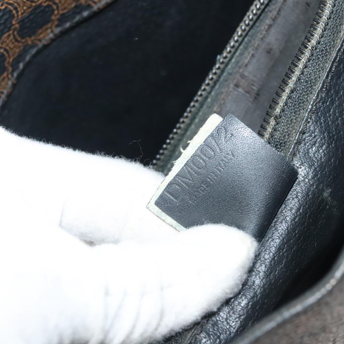 CELINE Macadam Canvas Hand Bag PVC Leather Black Gold Auth 134008