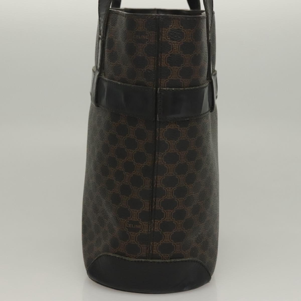 CELINE Macadam Canvas Hand Bag PVC Leather Black Gold Auth 134008