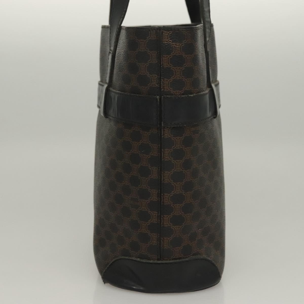 CELINE Macadam Canvas Hand Bag PVC Leather Black Gold Auth 134008