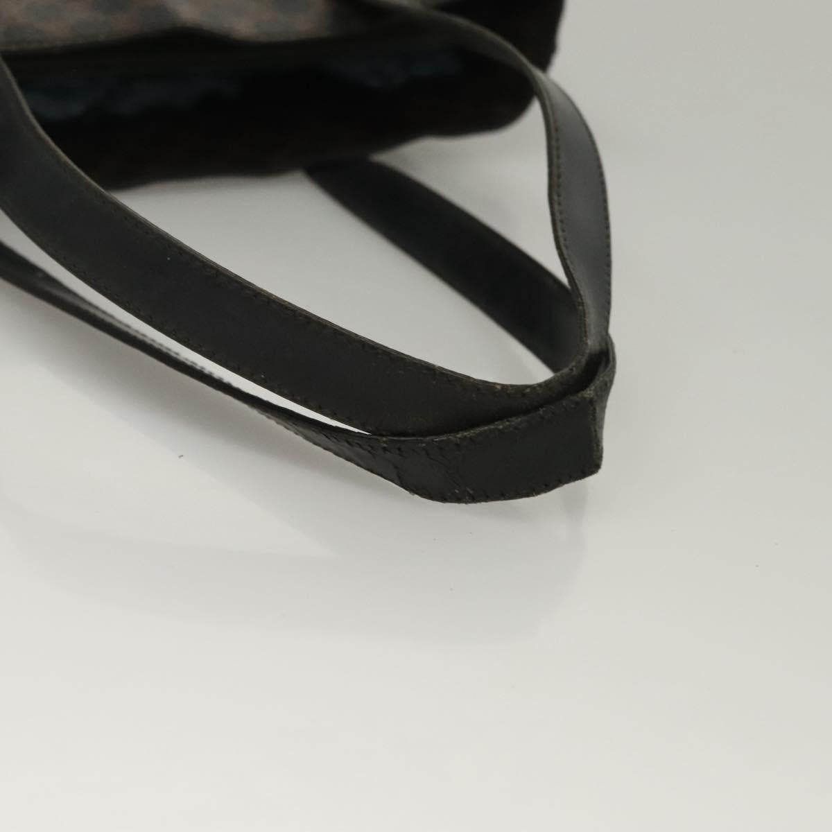 CELINE Macadam Canvas Hand Bag PVC Leather Black Gold Auth 134008