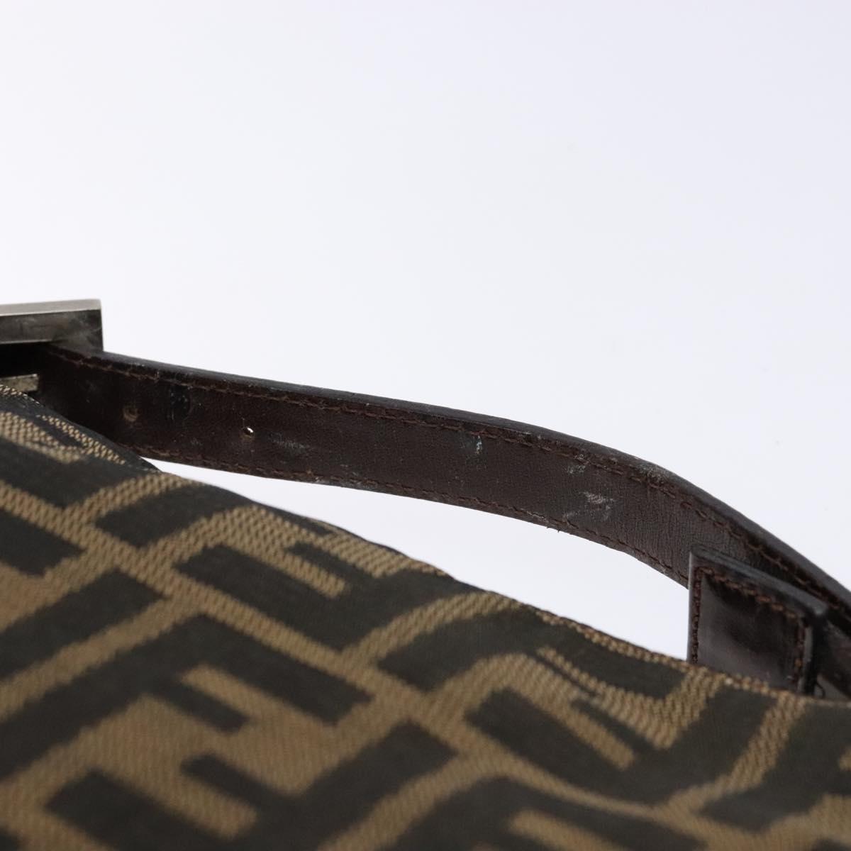 FENDI Zucca Canvas Hand Pouch Black Brown Auth 134013
