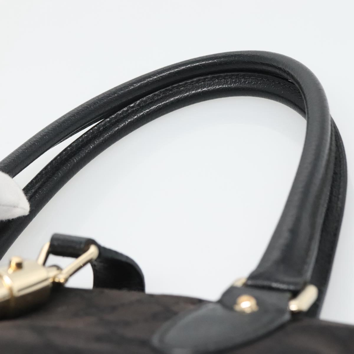 GUCCI GG Canvas Jackie Hand Bag Black Gold 145818 Auth 134047