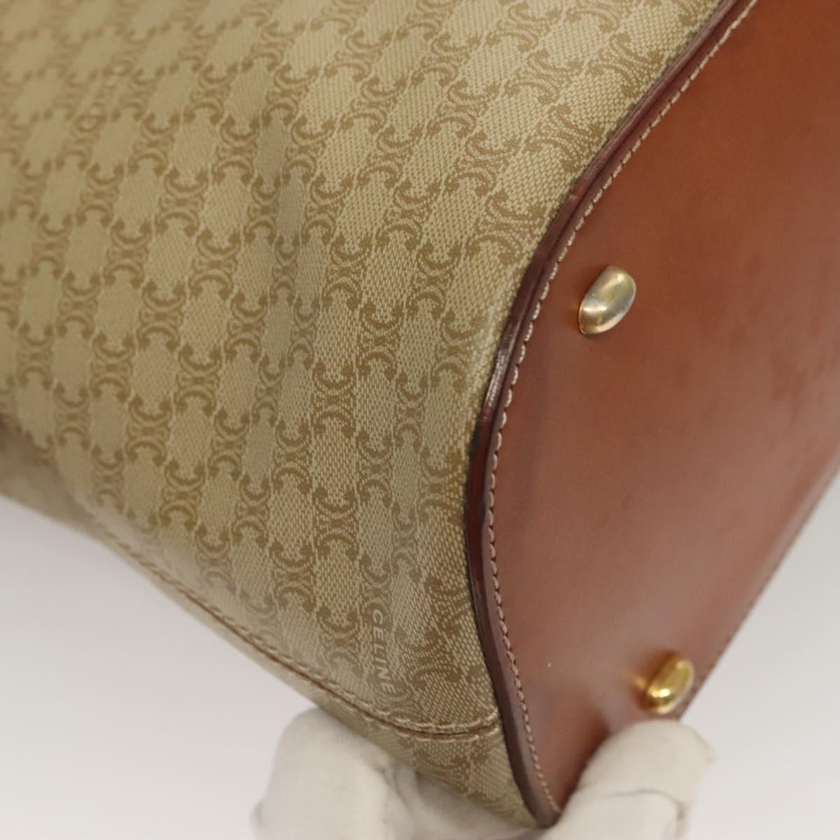CELINE Macadam Canvas Hand Bag PVC Beige Gold Auth 134068