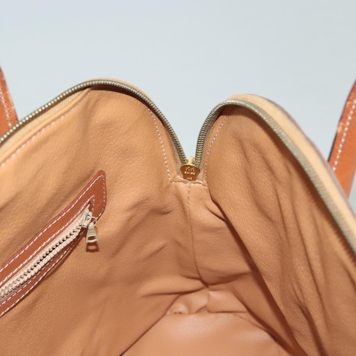 CELINE Macadam Canvas Hand Bag PVC Beige Gold Auth 134068