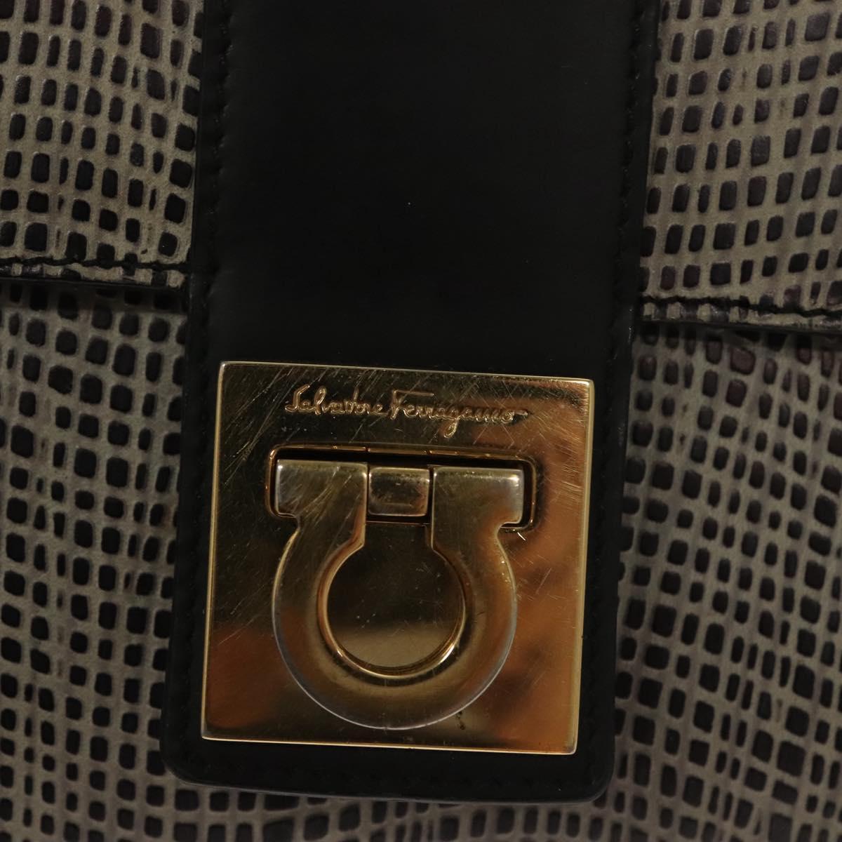 Salvatore Ferragamo Gancini Shoulder Bag Leather Black Brown Auth 134093