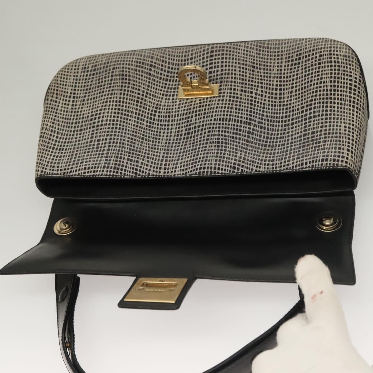 Salvatore Ferragamo Gancini Shoulder Bag Leather Black Brown Auth 134093