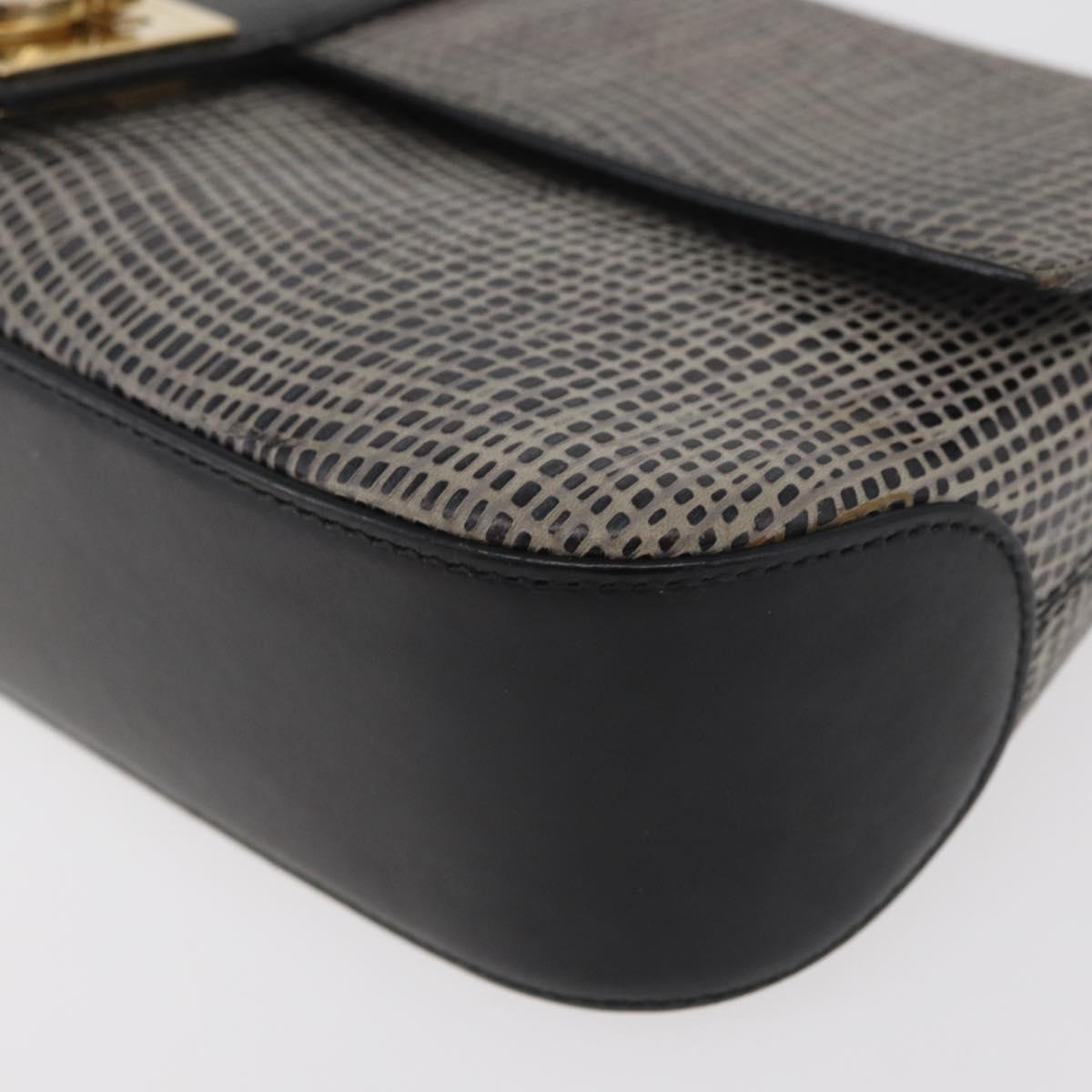 Salvatore Ferragamo Gancini Shoulder Bag Leather Black Brown Auth 134093A