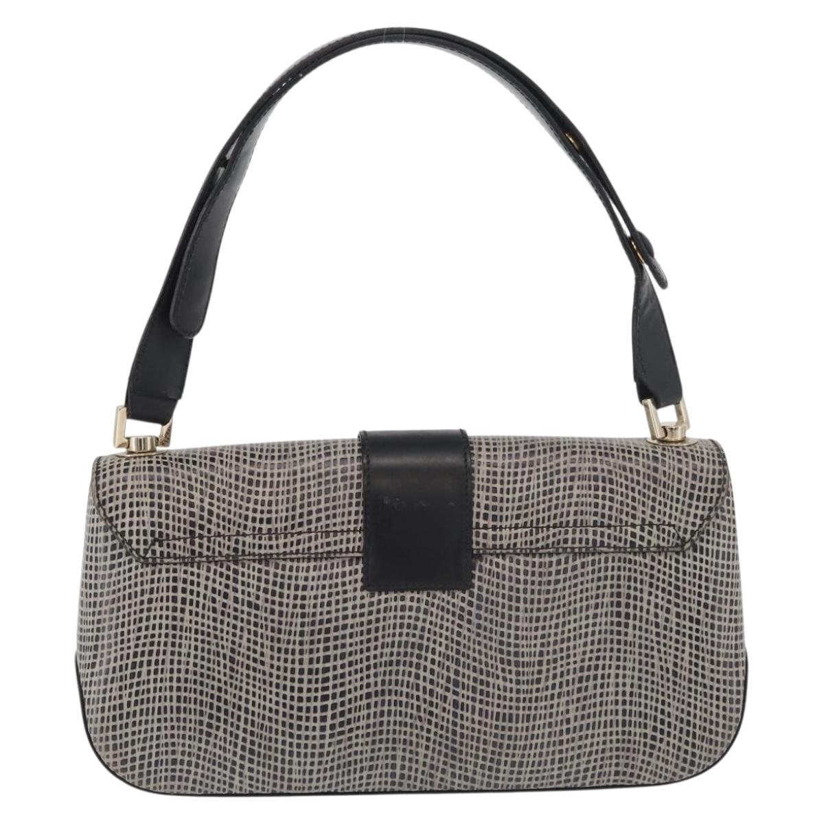 Salvatore Ferragamo Gancini Shoulder Bag Leather Black Brown Auth 134093A