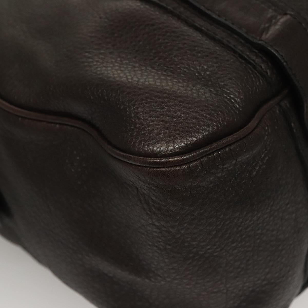 BURBERRY Shoulder Bag Leather Black Gold Auth 134105