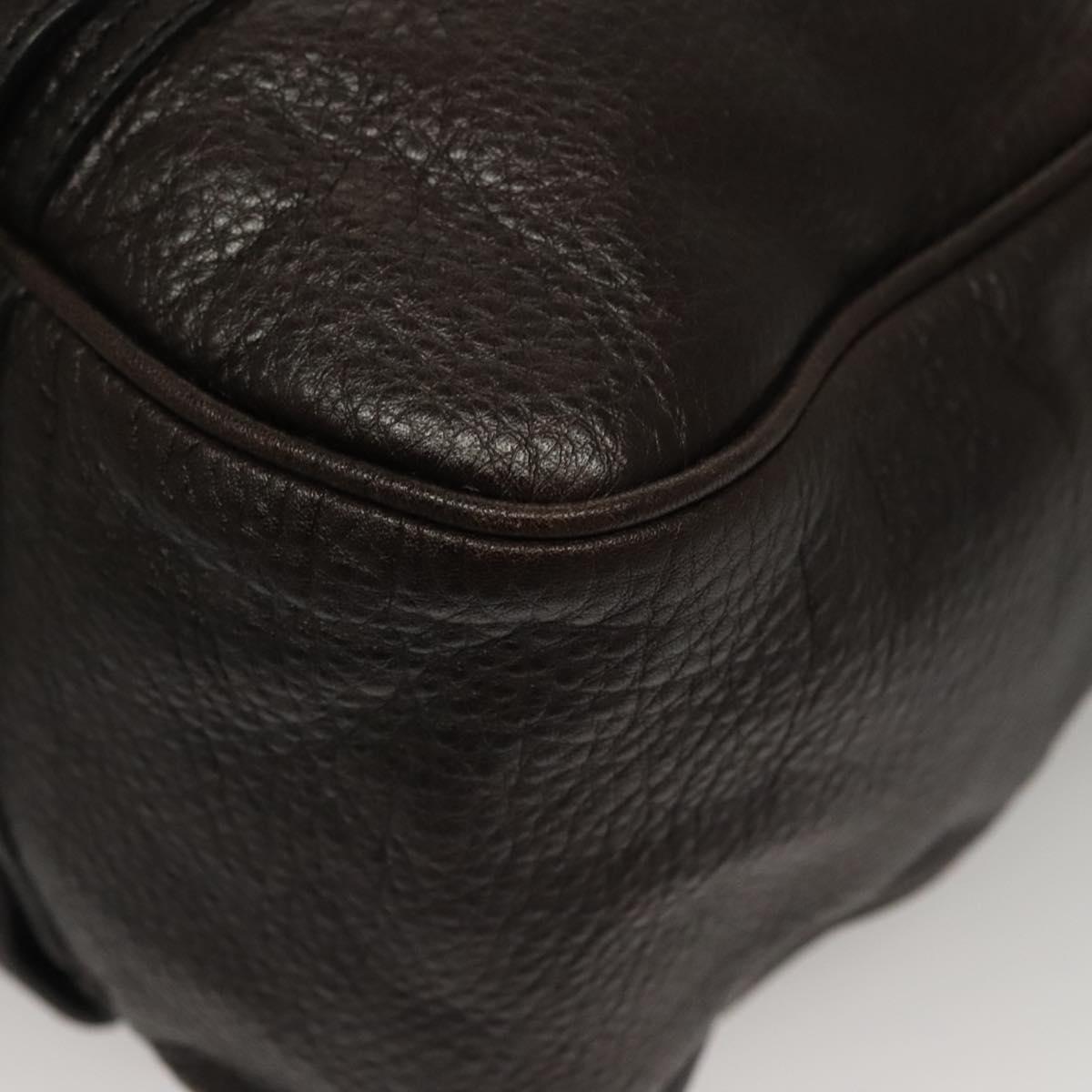 BURBERRY Shoulder Bag Leather Black Gold Auth 134105