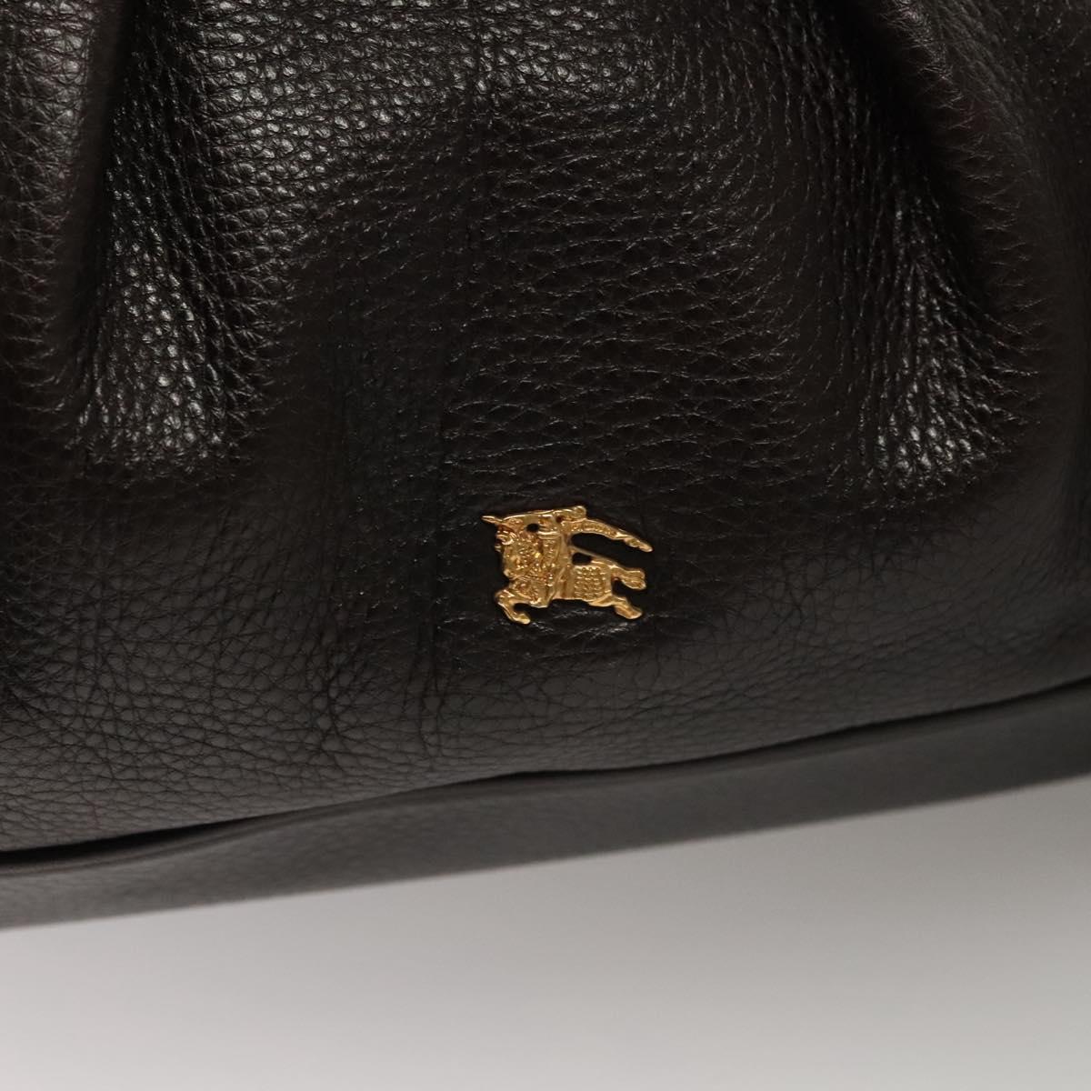 BURBERRY Shoulder Bag Leather Black Gold Auth 134105