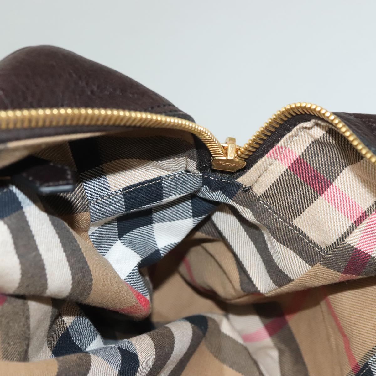 BURBERRY Shoulder Bag Leather Black Gold Auth 134105