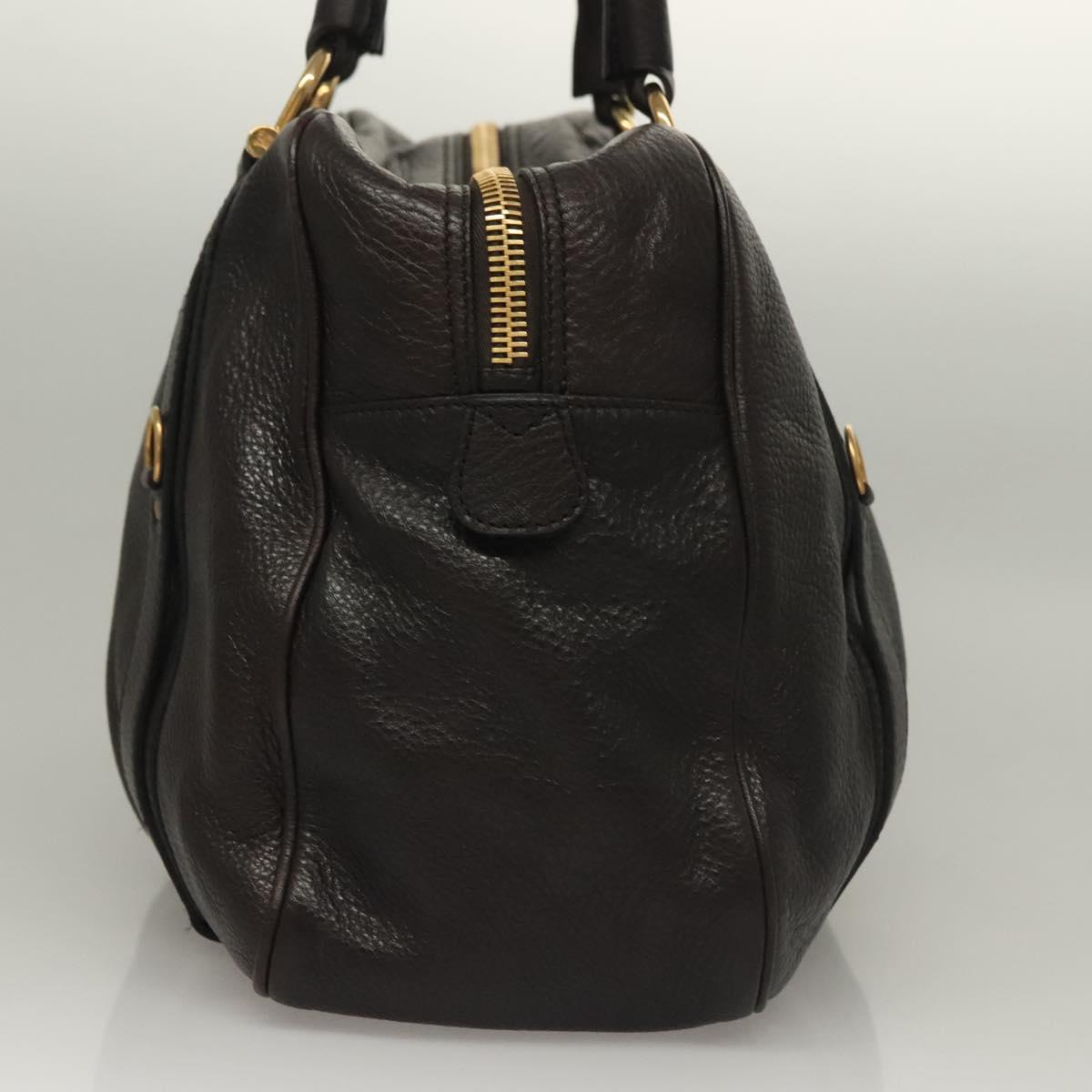 BURBERRY Shoulder Bag Leather Black Gold Auth 134105