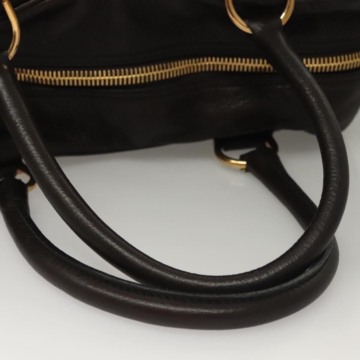 BURBERRY Shoulder Bag Leather Black Gold Auth 134105