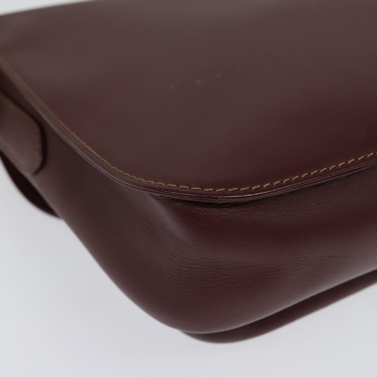 CARTIER Must Line Shoulder Bag Leather Bordeaux Gold Auth 134112
