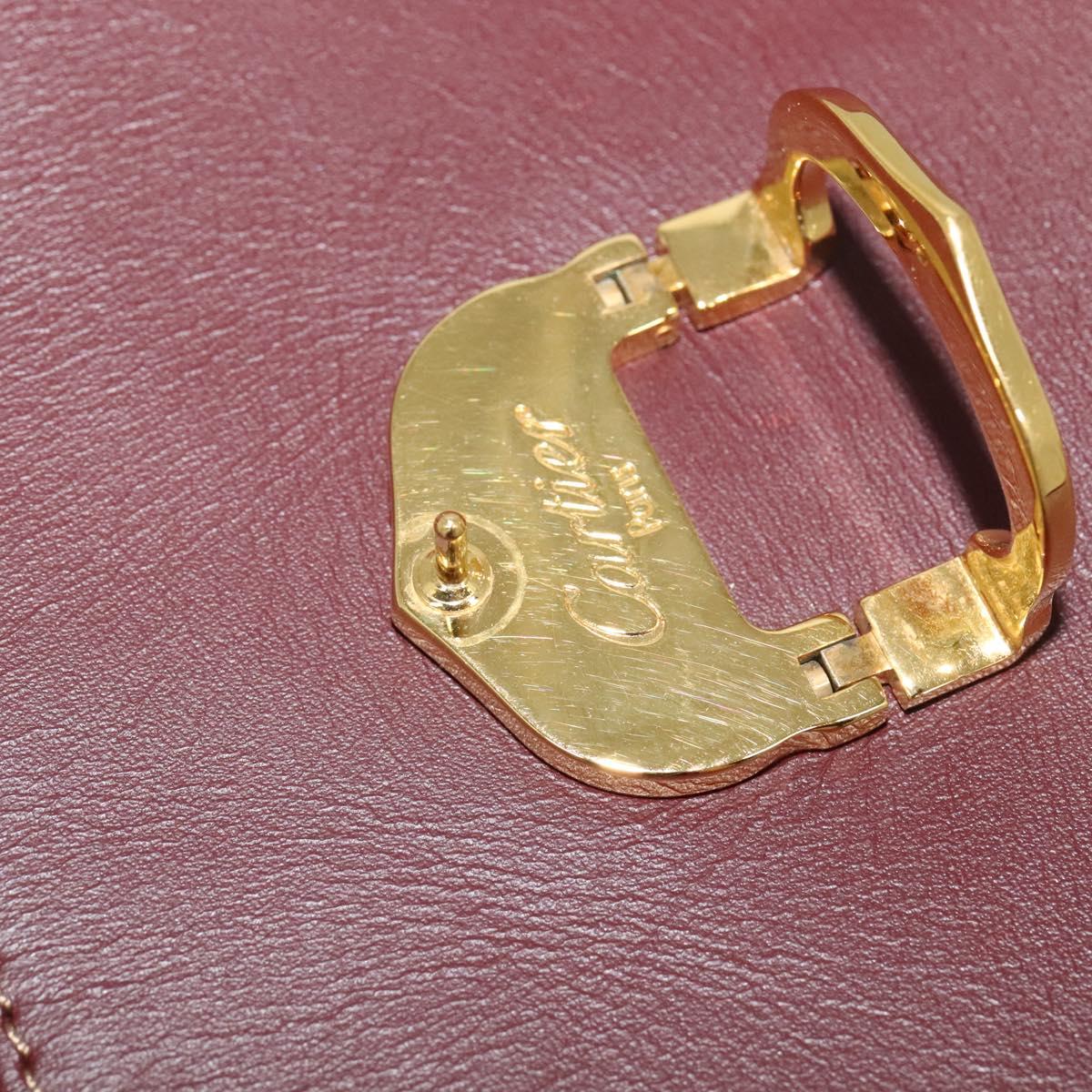 CARTIER Must Line Shoulder Bag Leather Bordeaux Gold Auth 134112