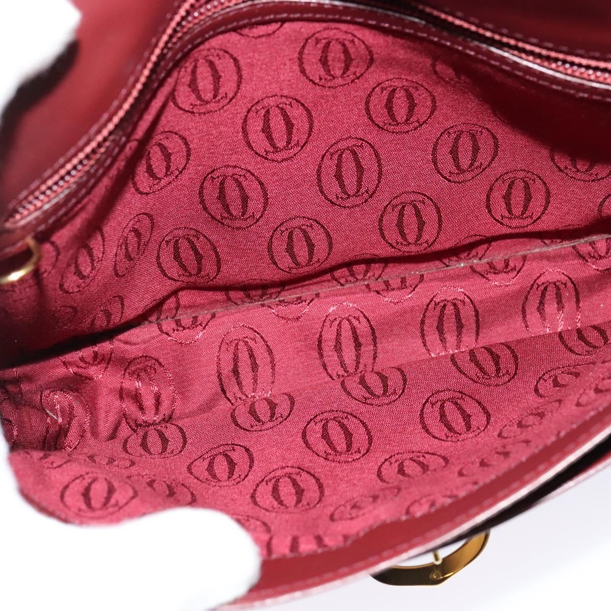 CARTIER Must Line Shoulder Bag Leather Bordeaux Gold Auth 134112